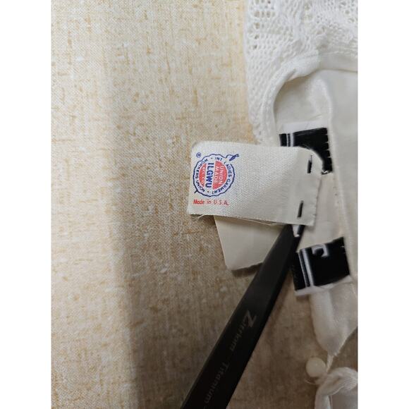 Vtg 80s Toni Petite Lace Dolman Sleeve Blouson Dress Size 8P USA Winter White - Picture 7 of 13